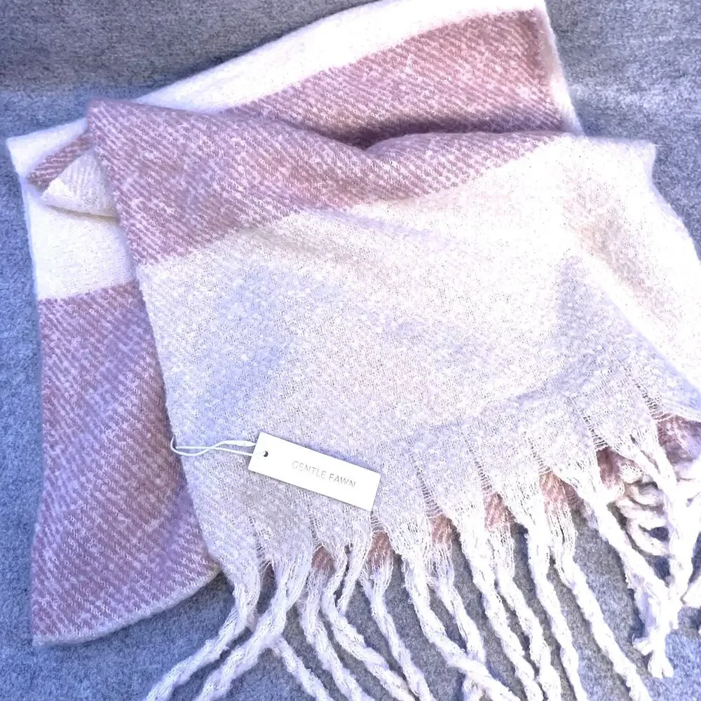 NWT Gentle Fawn Scarf, Pink Cream White, Womens One Size, Shawl Wrap Fringe Boho